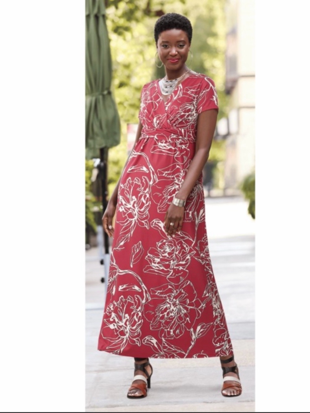 Sz 1X Ashro Madison Faux-Wrap Dress Terra Cotta Red Travel Church Wedding